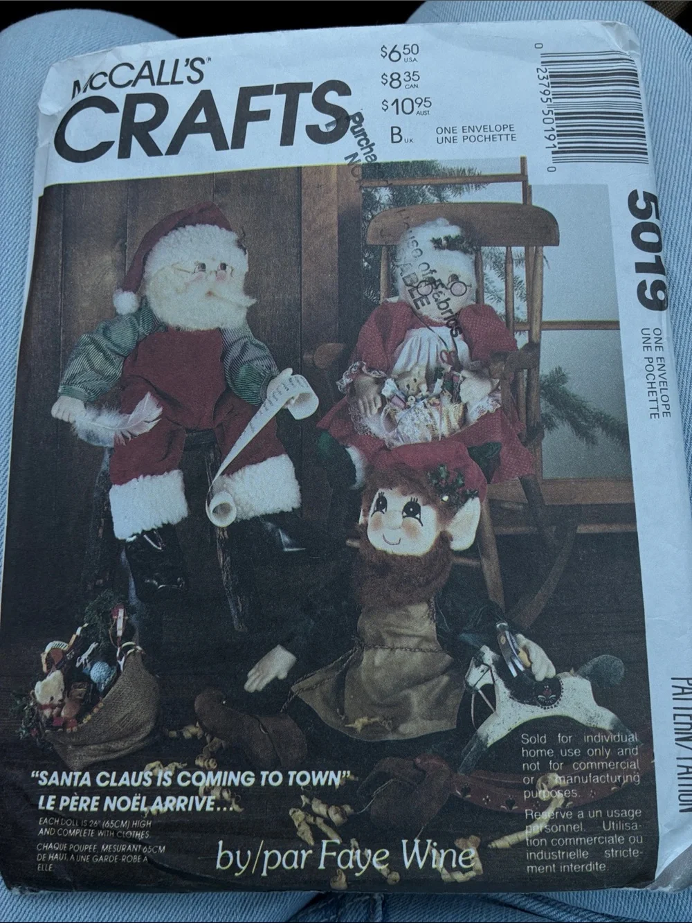McCall's Crafts Santa, Mrs Claus or  Elf doll and Costume Pattern Sewing 5019